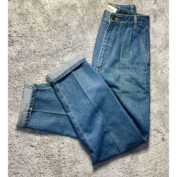 Vtg Calvin Klein Pleated Jeans Womens 28” High Rise Straight Mauritius 80s Rare - Picture 1 of 16